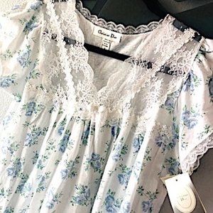 NWT 🌹 Christian Dior Lace and Cotton Nightgown